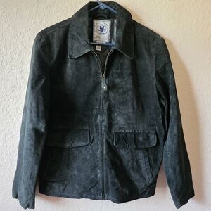 JLC Black Suede Military Style Jacket Men’s Small Zip Front Utility Pockets